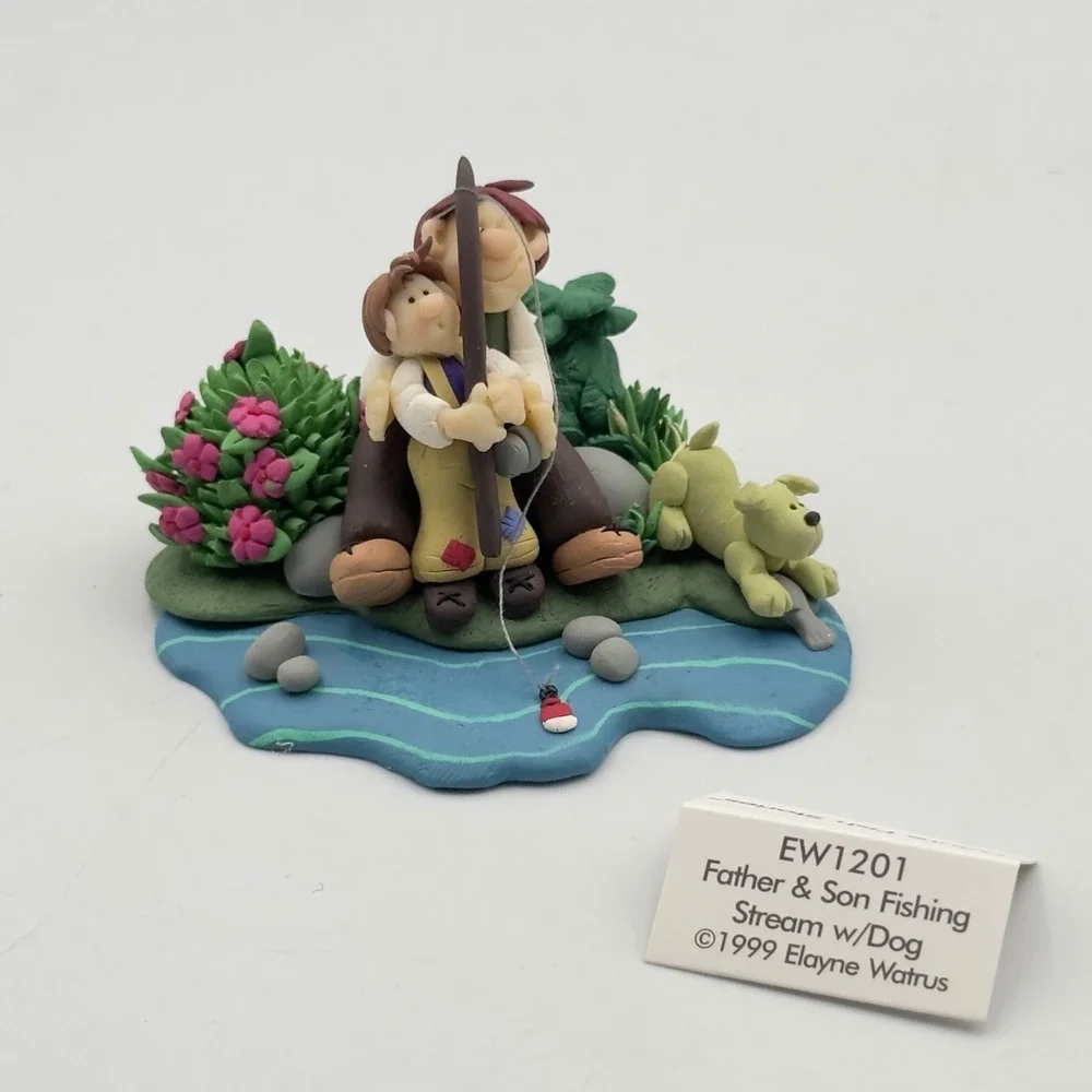 Veg Fishing Miniature Coynes's Elayne Watrus Dad Father Son Fishing Dog in Box